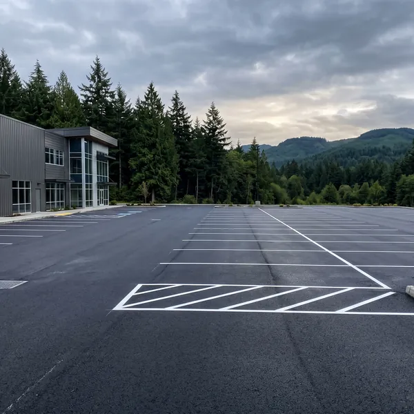 Striped commercial parking lot